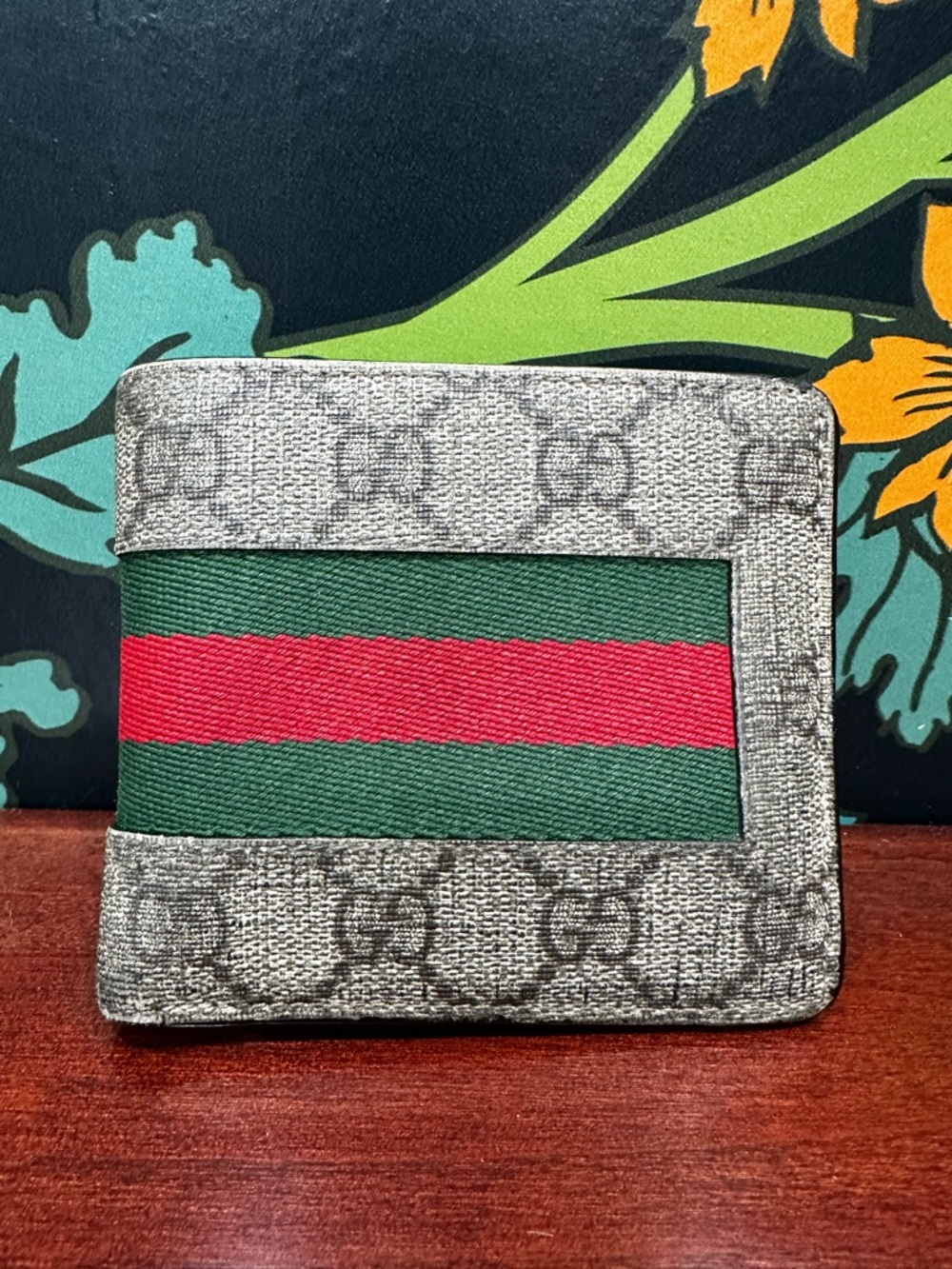 Gucci GG Supreme Web Stripe Bifold Wallet w Box Dust Bag - Picture 2 of 10